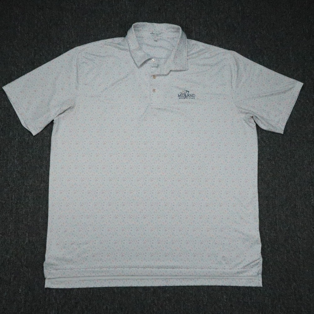 Peter Millar Shirt Mens XXL White Polo Florida Room Performance Midland Country